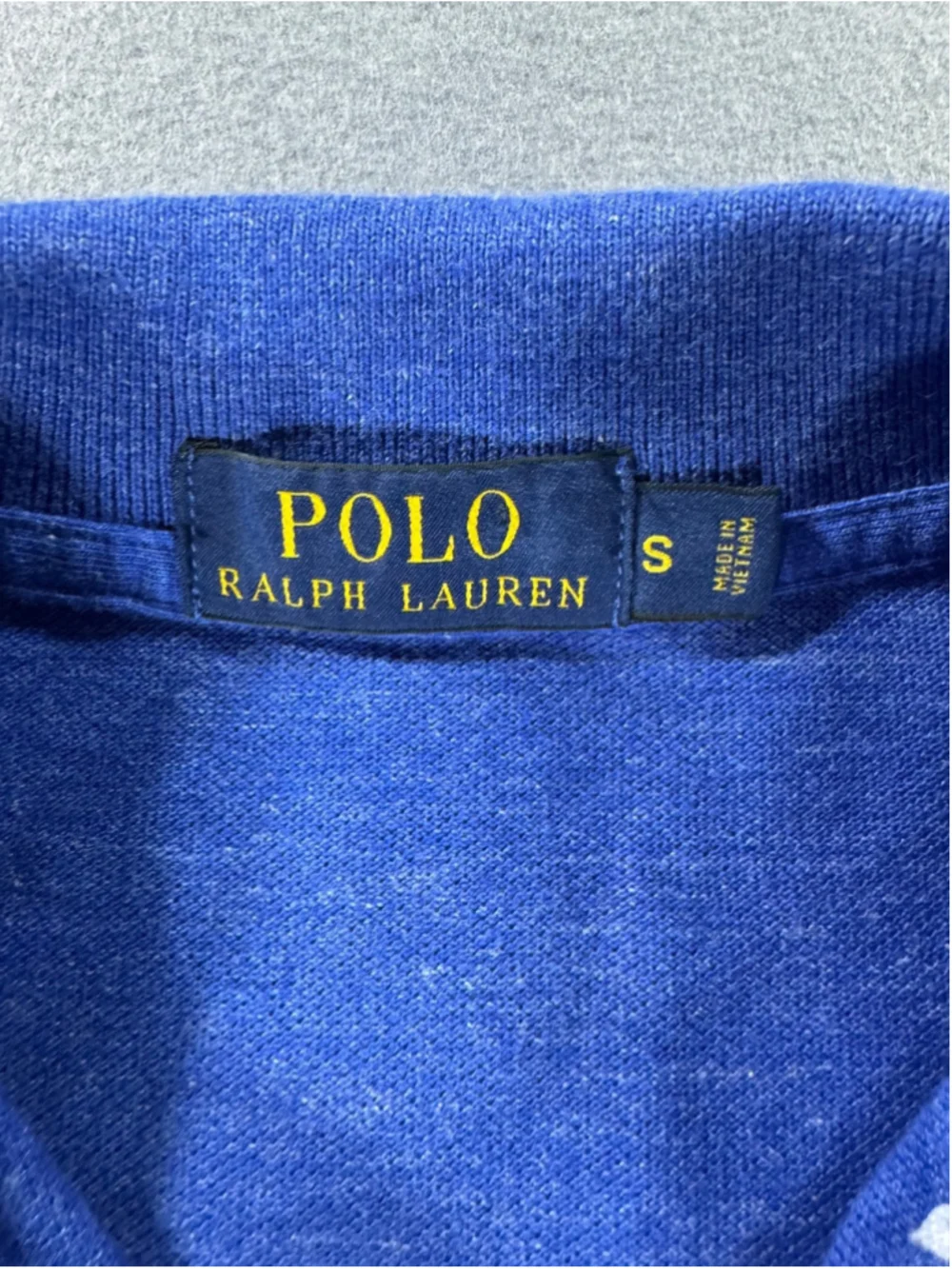 Ralph Lauren Blue Polo Shirt with Yellow Emblem Size Small